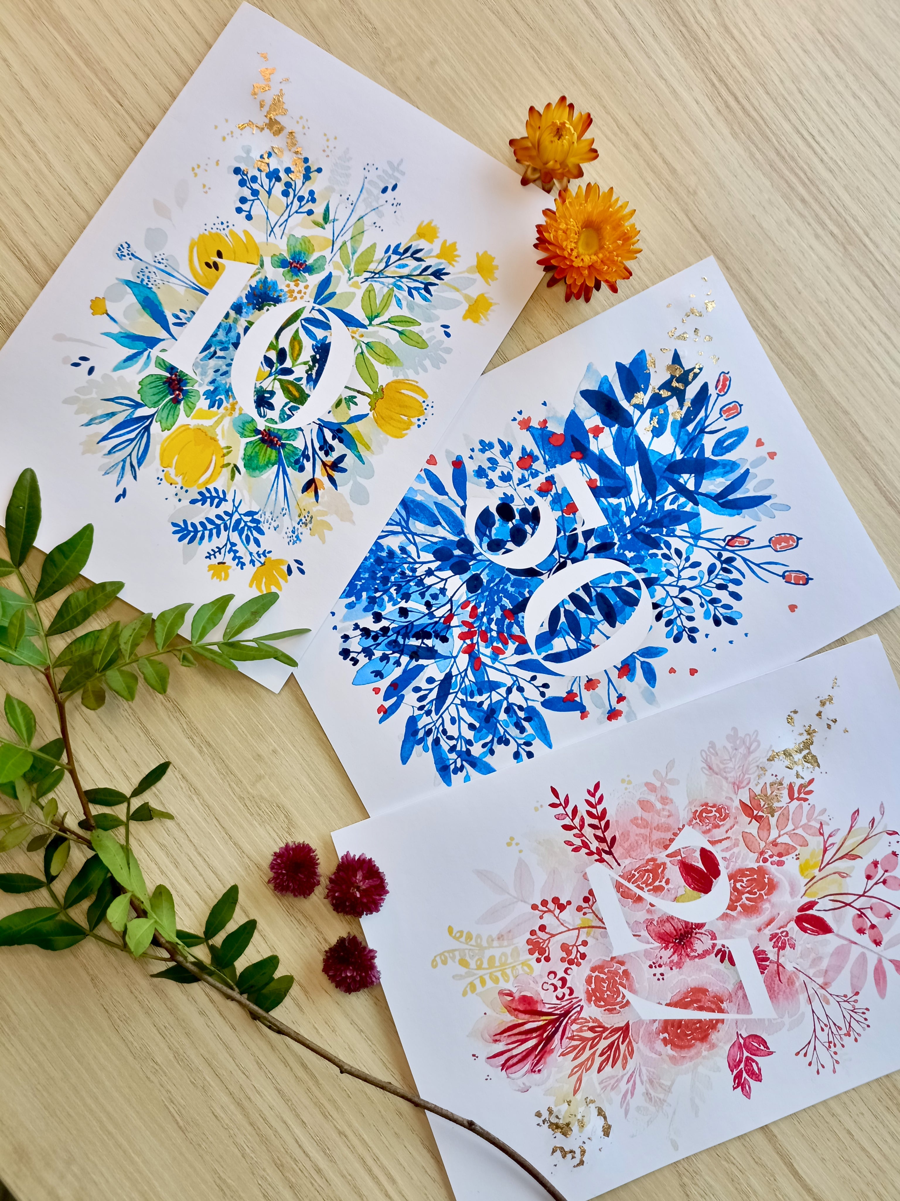 Cartes fleuries nombres