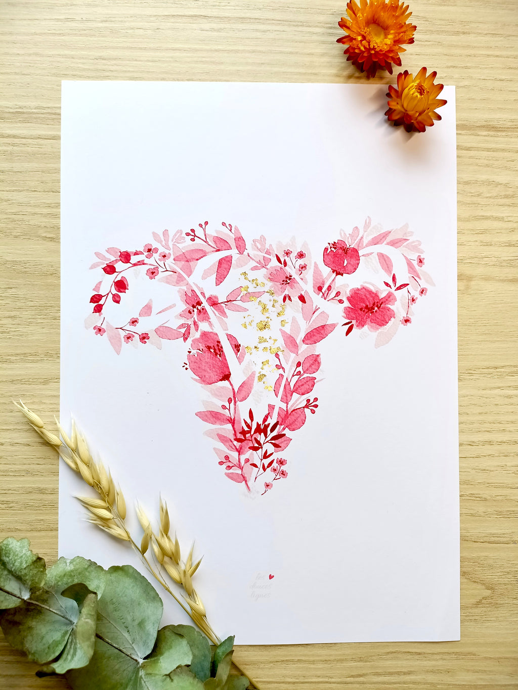 Affiche fleurie - utérus