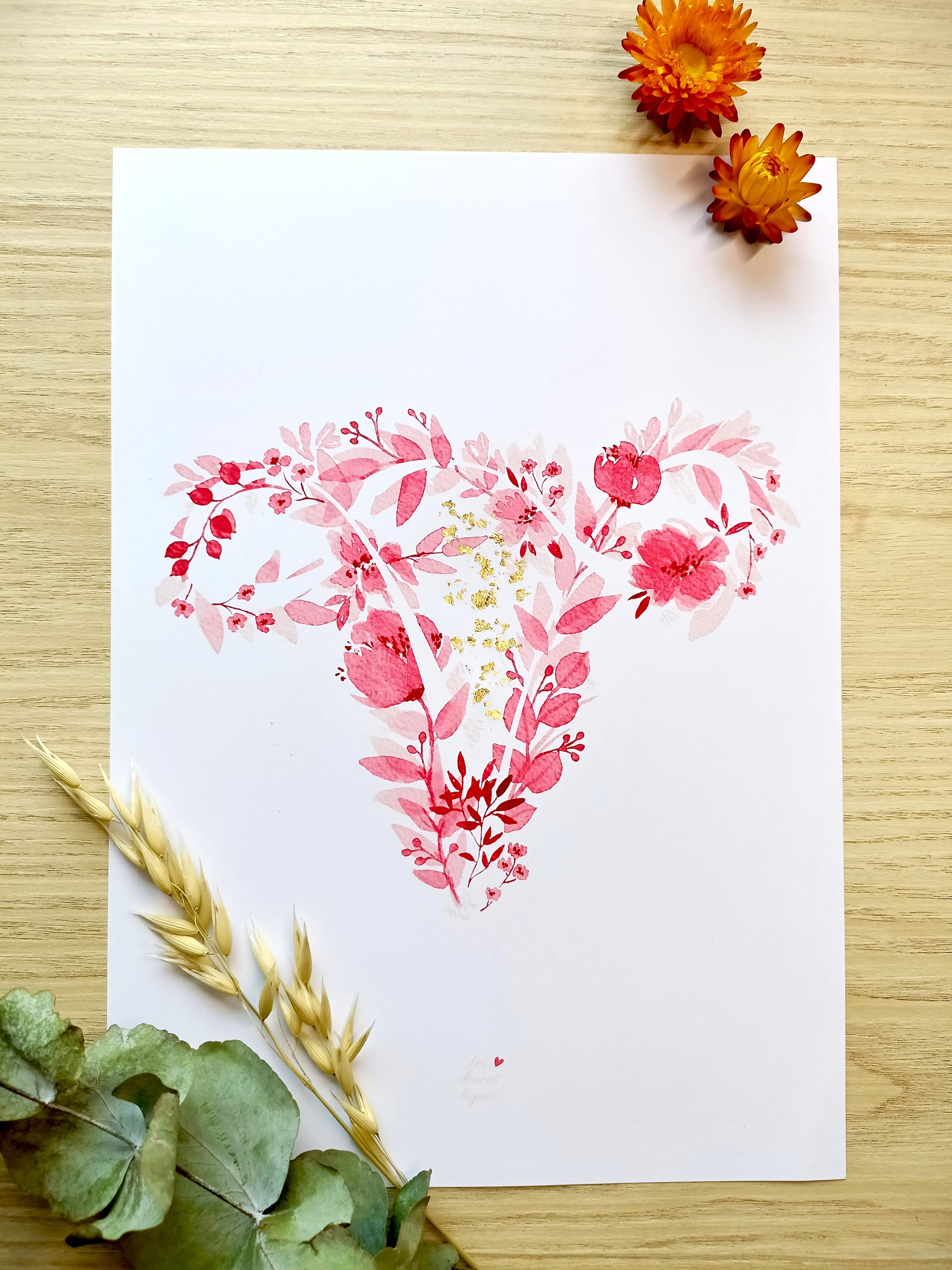 Affiche fleurie - utérus