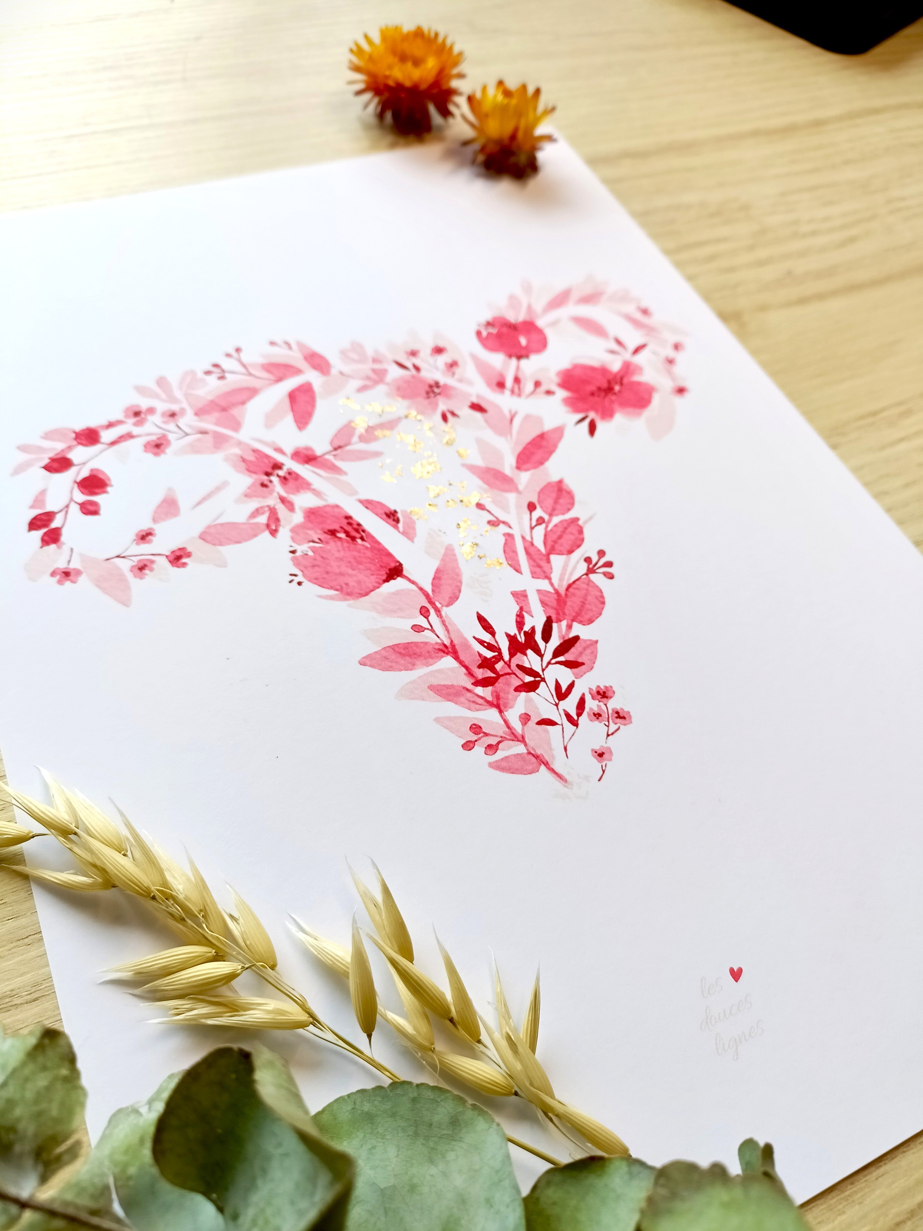 Affiche fleurie - utérus