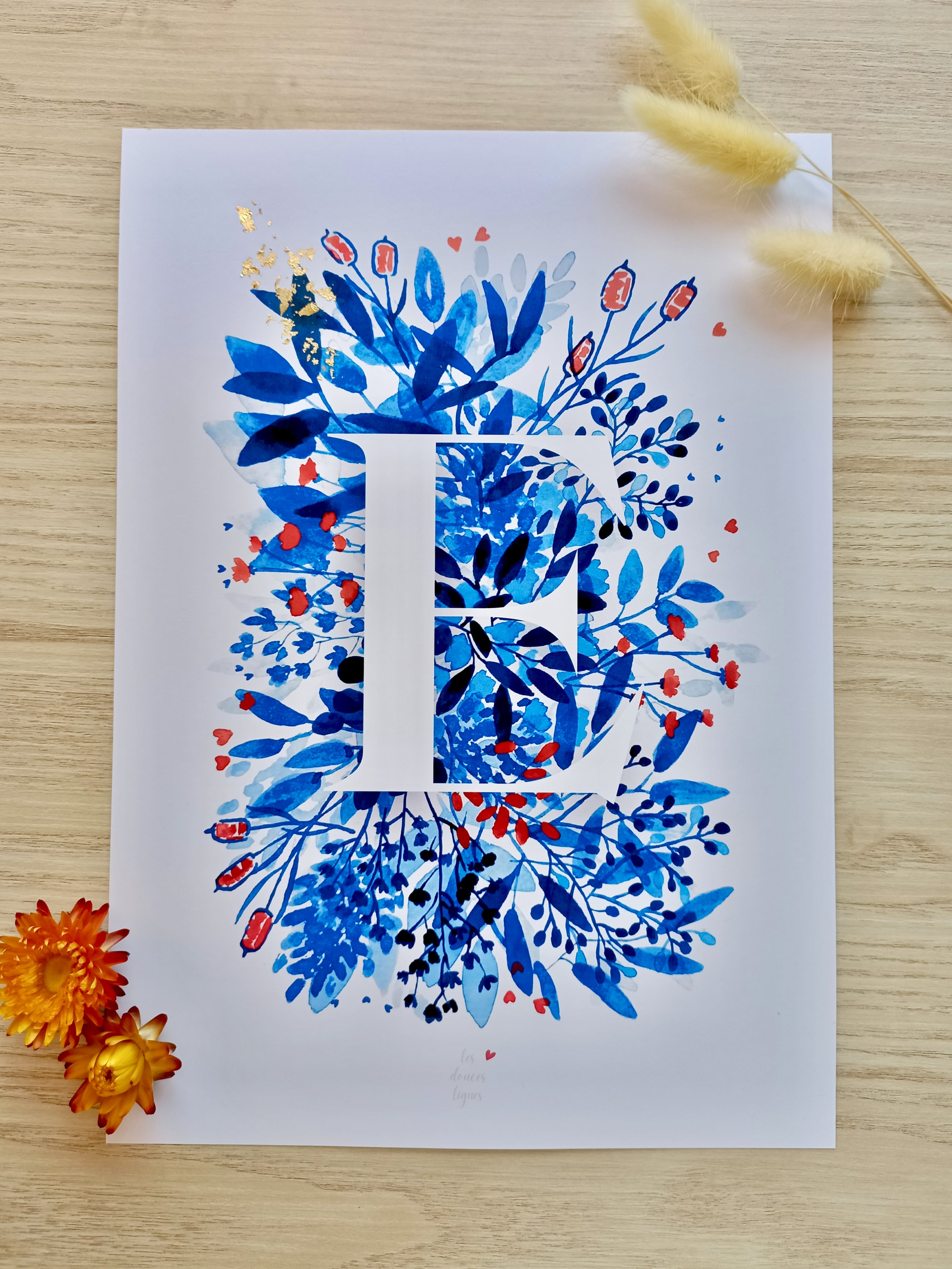 Affiche Lettre fleurie